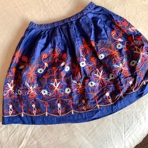 Girls Indigo Embroidered Skirt